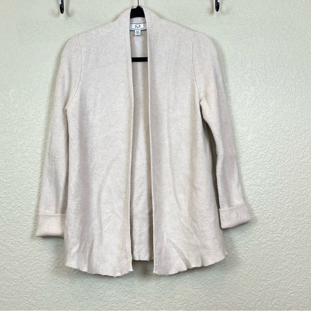 Magaschoni Open Front Long Sleeve Cardigan in Cream size Medium